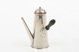 A Victorian novelty pepperette in the form of a miniature chocolate pot.