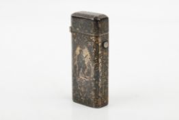 A 19th French century silver niello vesta case decorated with a hunter.