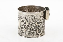 A Victorian round silver table cigarette and match holder.