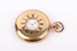 A vintage gold plated half hunter American Waltham pocket watch.