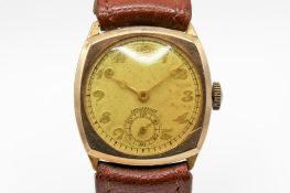 An early 20th century 9ct gold cased wristwatch.