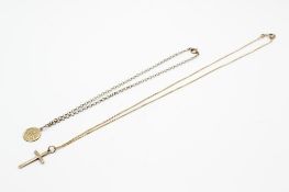 Two 9ct gold pendants and chains.