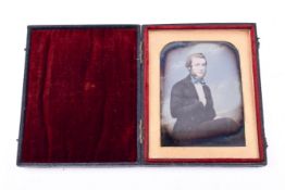 A mid-19th century daguerrotype photograph of a gentleman.