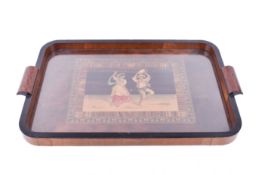 An Italian Sorrento ware marquetry serving tray.