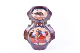 Louis-Etienne Desmant (1844-1902) - a French pottery double gourd vase.