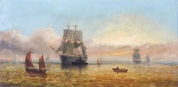 Maritime scene - oil on canvas, indistinct signature lower right,