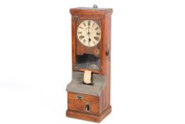 An early 20th century National Time Recorder Co. Ltd. 'clocking in' wall clock.