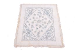 A late 19th/early 20th century hand stitched crewel work chair seat cover.