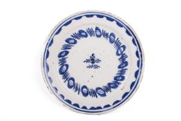 An 18th century blue and white Delft plate.
