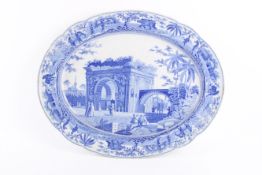 A large Spode Caramanian meat platter with Triumphal Arc at Tripoli in Barbar pattern.
