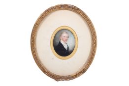 A Georgian watercolour on ivory oval portrait miniature of a gentleman.