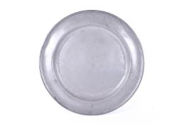 Antique George l large pewter charger with touch marks for Timothy Cloudsley (active circa