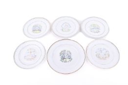 Albert Rutherston ARWS (1881-1953) - a set of six printed an painted plates for Foley and the