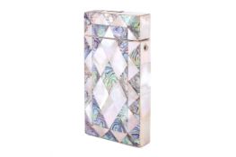 A Victorian mother of pearl and abalone shell visiting card case.