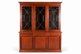 A 19th century mahogany cross banded bookcase cabinet.