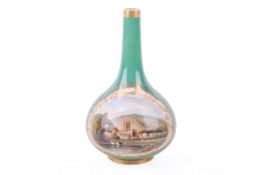 A small 19th century Chamberlain's Worcester green ground porcelain bottle vase.