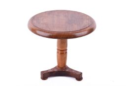 A miniature mahogany pedestal table, apprentice or tradesman's piece.