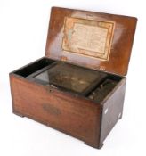 A vintage Alexandra No. 3 '32 airs' clockwork mahogany inlaid cased music box (af).