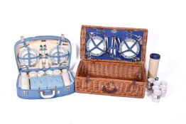 Two picnic hampers. Including a mid-century Brexton picnic set for four, etc.