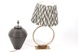 Two contemporary table lamps.