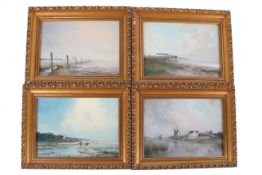 Alfred W Saunders (British 1908-1986) four oils in gilt frames.