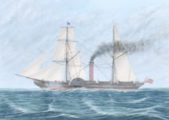 An early 20th century watercolour painting of steamship the Sirus.