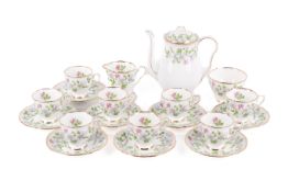 Royal Staffordshire Columbine porcelain coffee set, mostly for eight.
