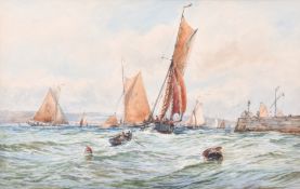 Robert Malcolm Lloyd (1855-1945), watercolour, boats and a dinghy.