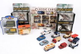 A collection of assorted diecast model cars and planes, boxed and playworn.
