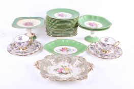 A collection of assorted ceramics, mostly a green glazed desert service, etc.