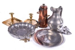 A collection of assorted metalware items.