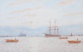 George Stanfield Walters (1838-1924), watercolour, 'On the Medway near Gillingham'.