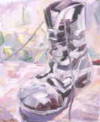 Colin Breck Bordman, oil on canvas, a boot. Signed lower right, 60cm x 50cm, framed 71cm x 61cm.
