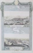 A hand coloured double engraving of 'View of the City - Bath and Bristol'.