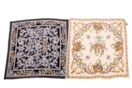 Two English Eccentrics silk scarves.