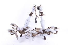 Pair of vintage Capodimonte style porcelain chandeliers.