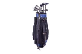 A set of Ping golf clubs with Mizuno woods and Callaway Big Bertha 4+ in a Sun Mountain shoulder