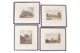 Set of four coloured prints of Eton College. H25cm x W30cm, Framed and glazed.