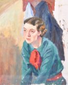 William Stabley Moore (1914 - 1997) - portrait of a young woman, oil on canvas.