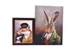 Two canvas prints - The Fantastic Mr Fox and Sir Humphrey.