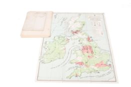 A group of assorted classroom geography teaching aid maps of the UK. Including two W & A. K.
