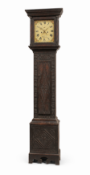 G. Stephenson, Warminster carved oak longcase clock.
