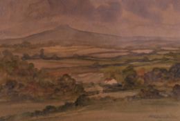 Water colour - landscape countryside scene.