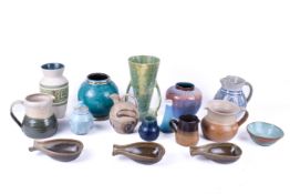 Collection of assorted studio art pottery. Including jugs and vases, etc.