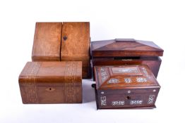 Four 19th century and later wood boxes.