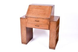 An early 20th century Lenthall Bros. oak Arts and Crafts style fall front bureau desk.