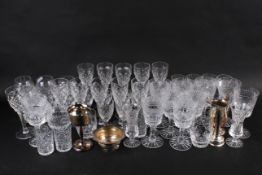 A large quantity of cut glassware.