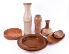 Treen - a collection of assorted hand turned items. Including bowls and vases, etc.