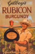 Advertisement Lithograph print for Gilbey's Rubicon Burgundy, circa 1930, by E.