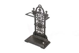A Victorian Coalbrookdale style cast metal stick stand.